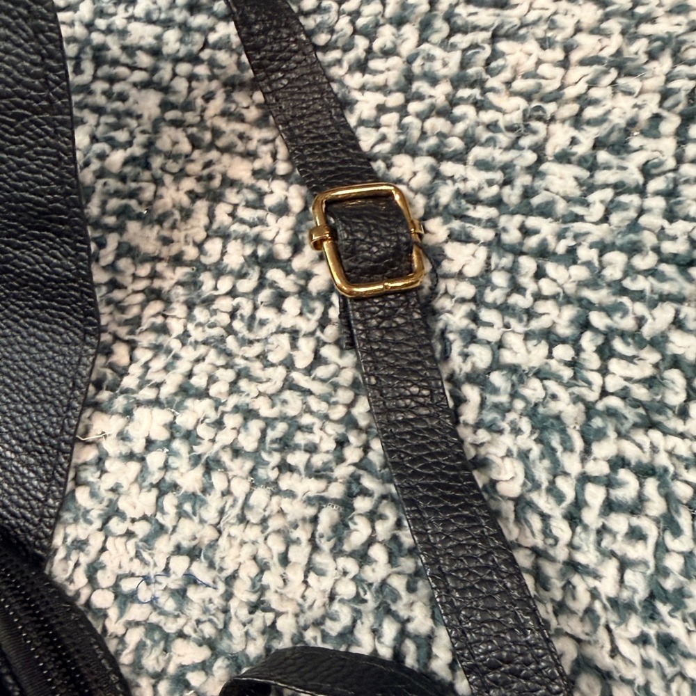 Black Quilted Crossbody Bag Gold Turn Lock Triple Zip Shoulder Purse - Picture 5 of 10